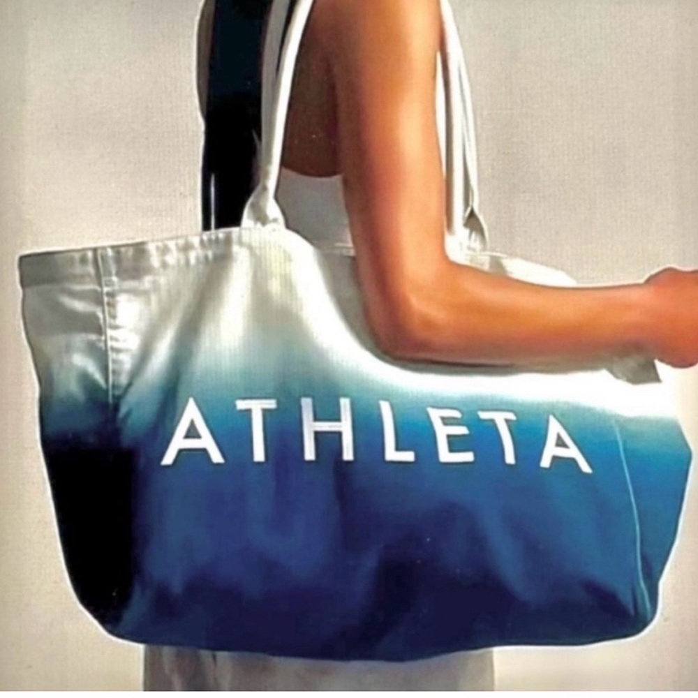 Athleta Blue‎ Ombre shoulder canvas tote bag with rope handles